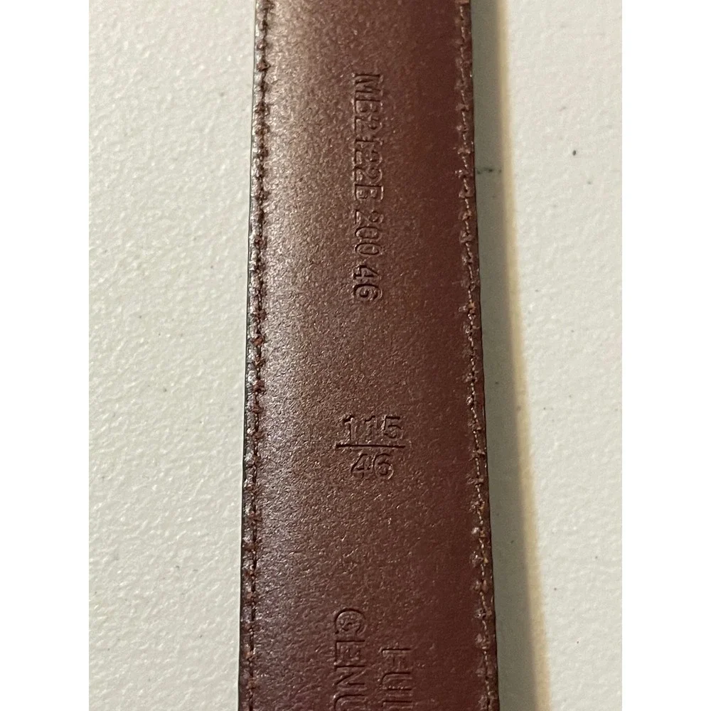 Fossil Leather Belt Mens‎ 46 Burgundy Brown Excellent Solid Brass MB2122B
